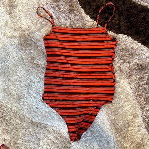 Orange stripe bodysuit